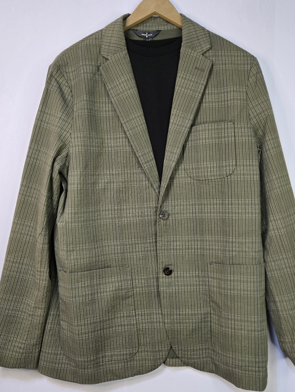 Houston White Men's Sz M Perfect Seasonal Khaki Cotton Plaid Blazer NWT (Target)